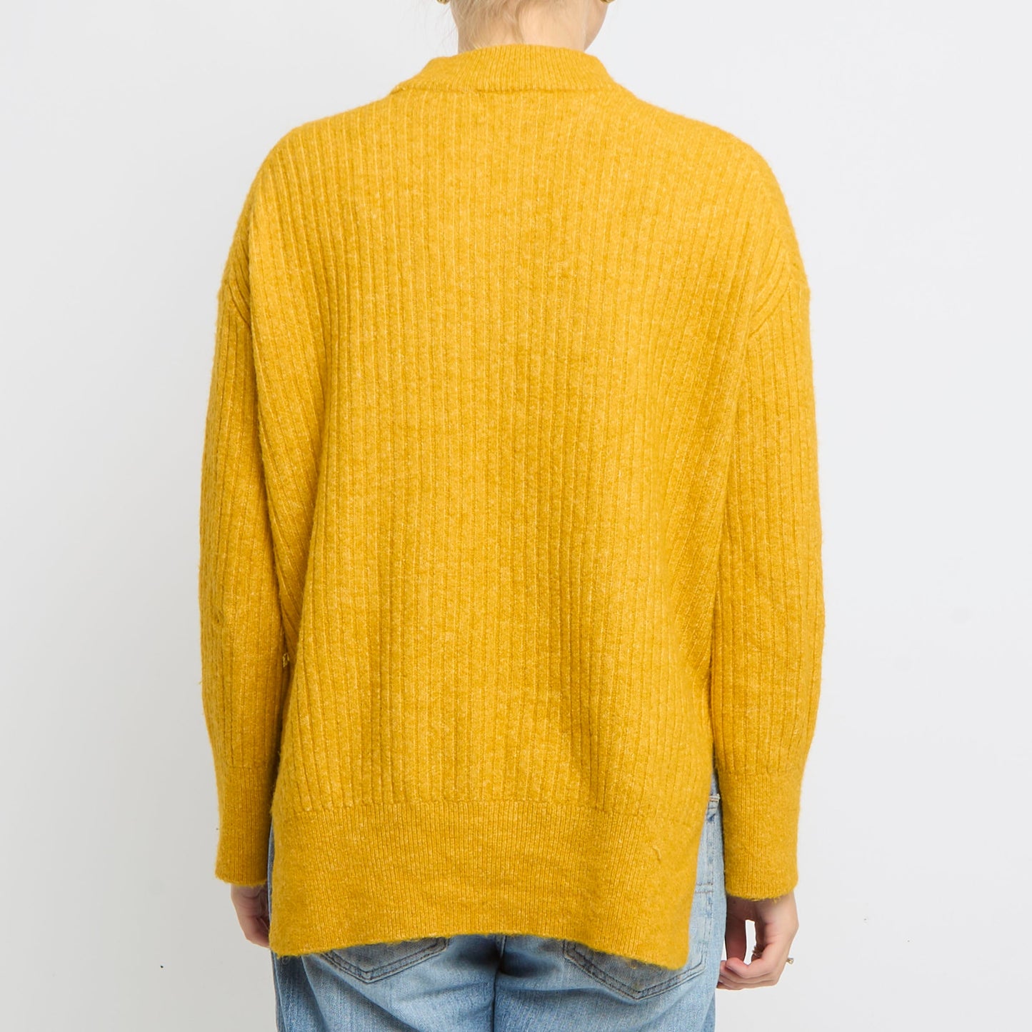 Heavy Knit Ribbed Round Neck Sweater - UK 14