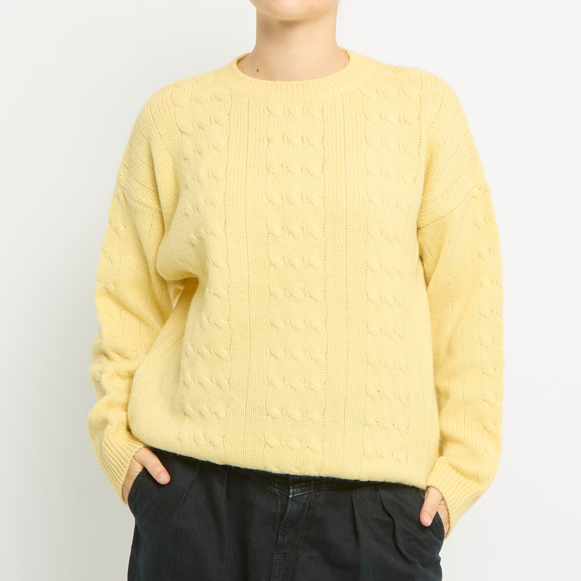 Round Neck Cable Detail Knit Jumper- UK 14