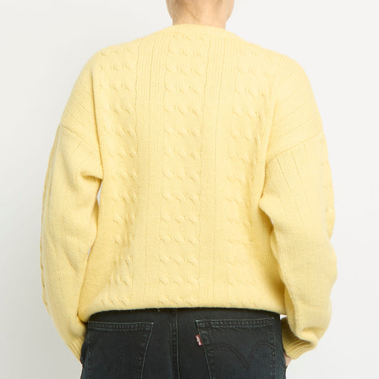 Round Neck Cable Detail Knit Jumper- UK 14