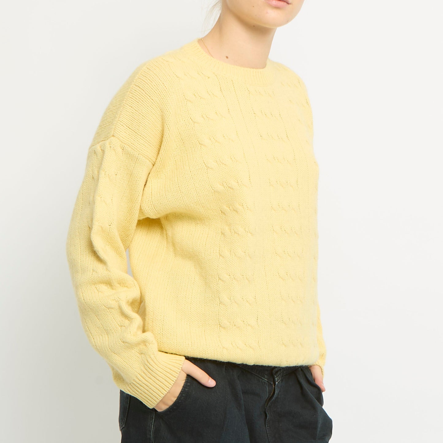 Round Neck Cable Detail Knit Jumper- UK 14