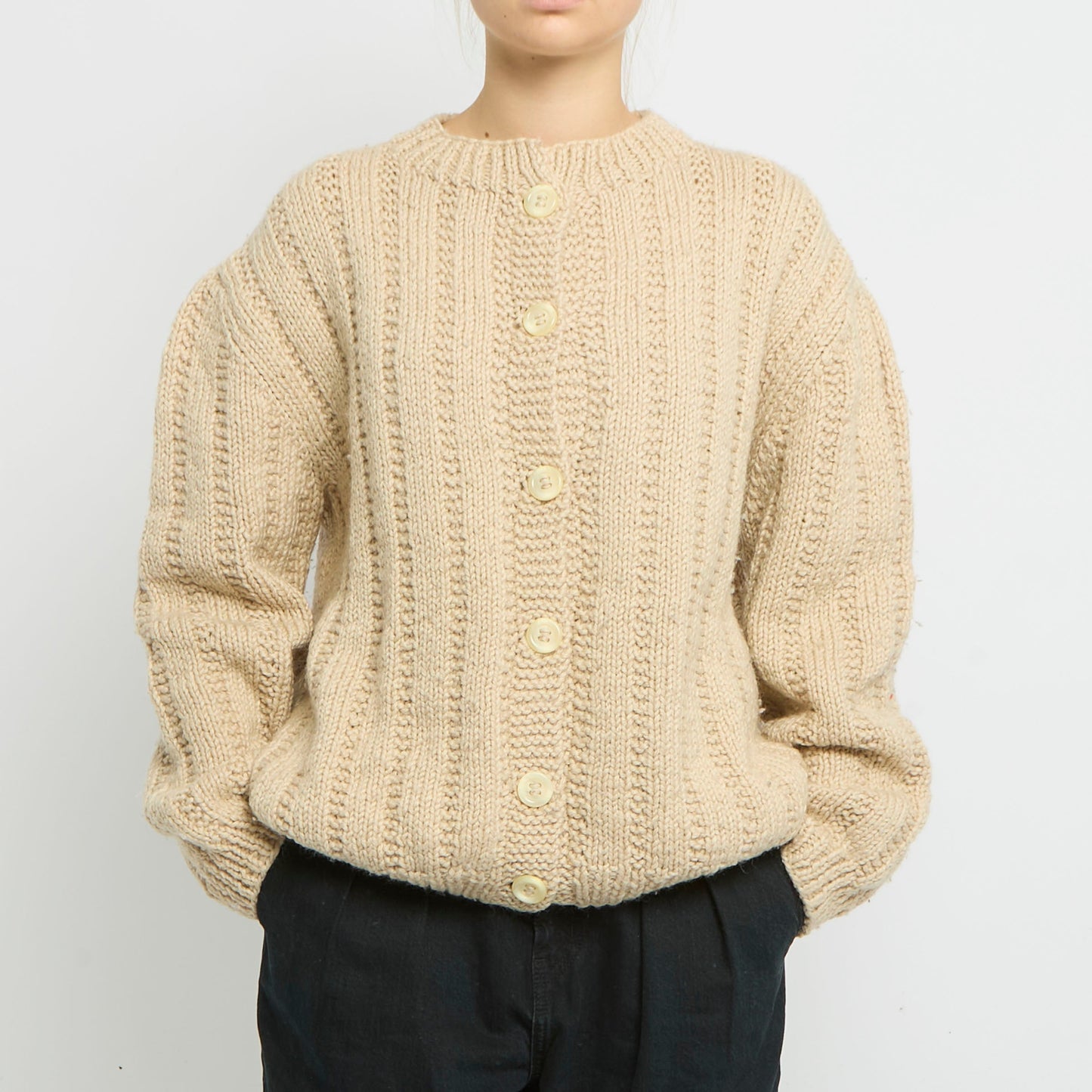 Heavy Knit Button Detail Sweater - UK 16