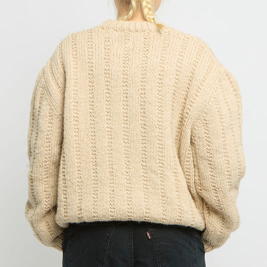 Heavy Knit Button  Sweater - UK 16