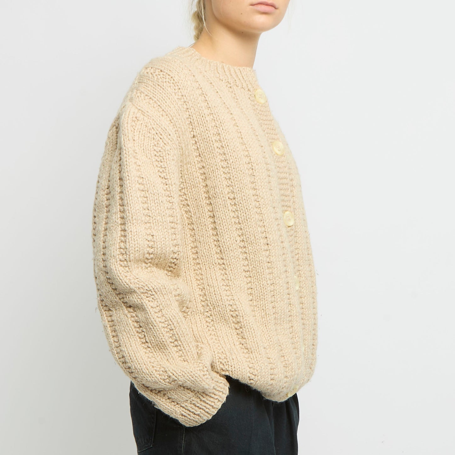 Heavy Knit Button  Sweater - UK 16