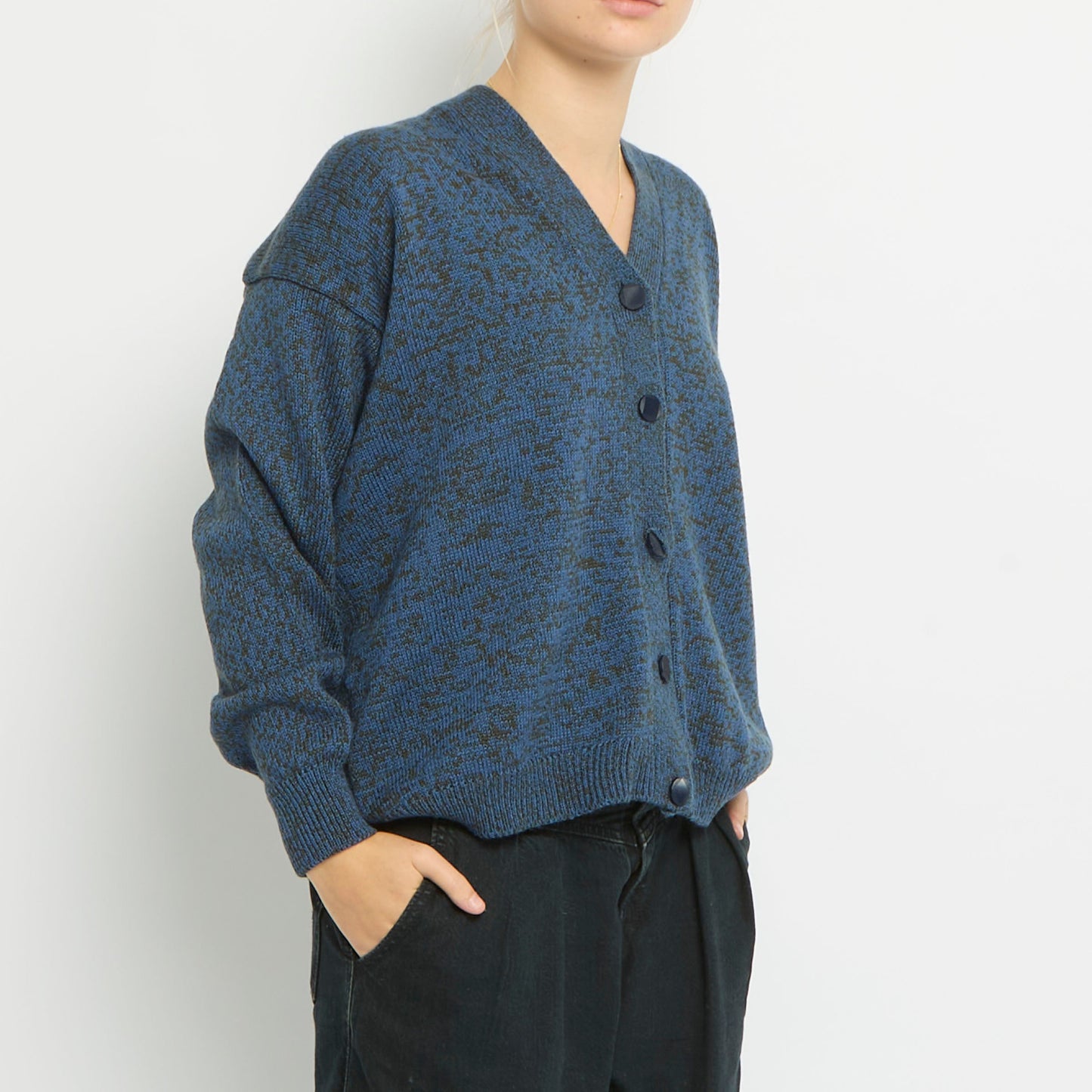 Dappled V-Neck Knitted Cardigan- UK 16