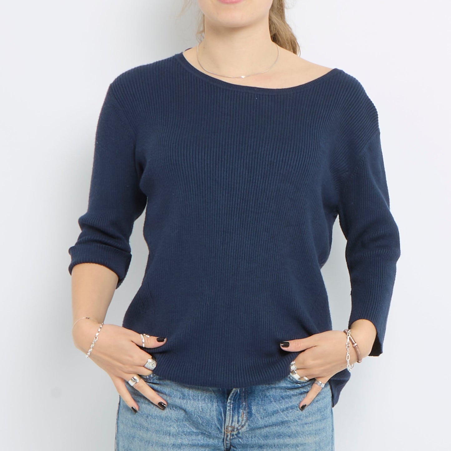 Oversize Ribbed Knitted Top - UK 16