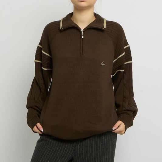 Quarter Zip Heavy Knit Jumper - UK 16