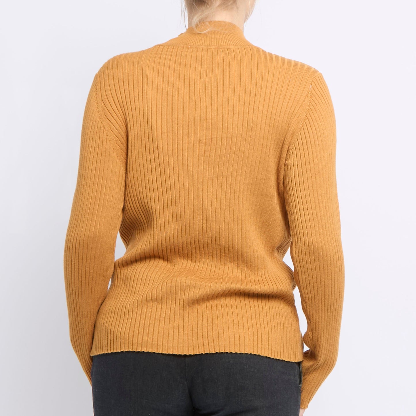 1/4 Zip Ribbed Knitted Sweater - UK 16