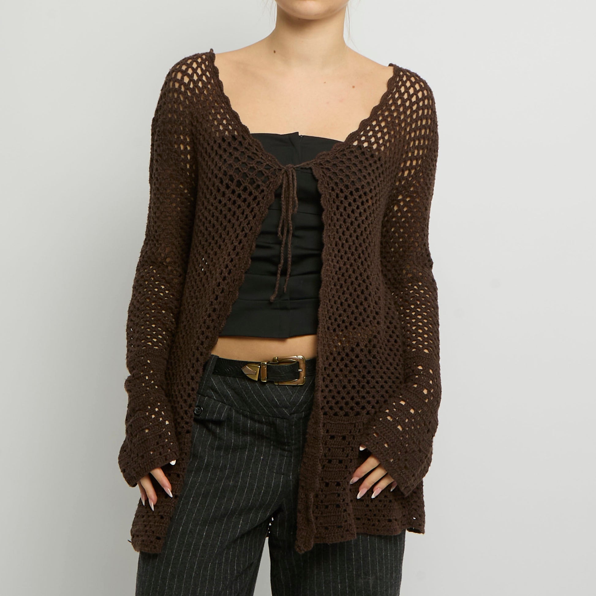 Crochet Knit Tie Cardigan - UK 16