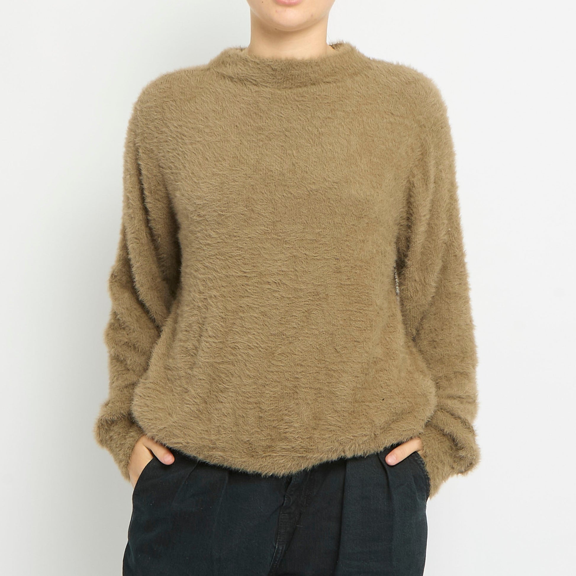 Fluffy Knit Round Neck Sweatshirt- UK 16