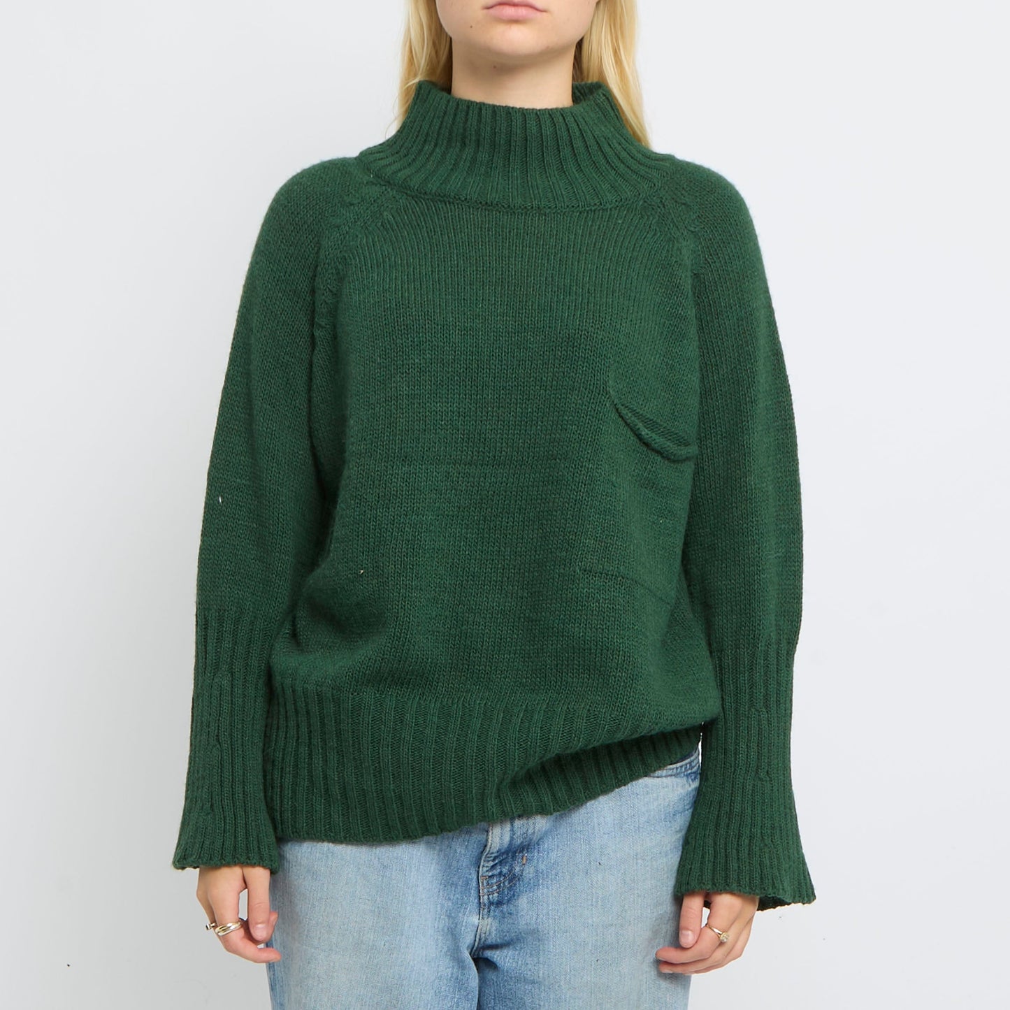 Ribbed Cuffed Turtle Neck Jumper-UK 16