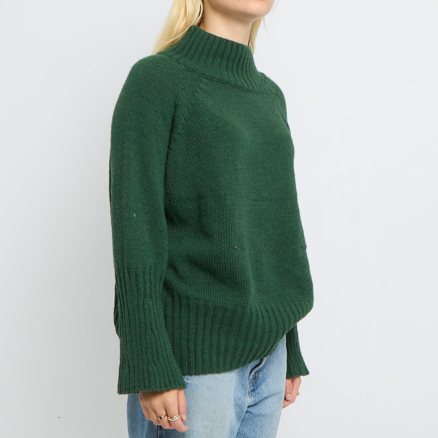 Ribbed Cuffed Turtle Neck Jumper-UK 16