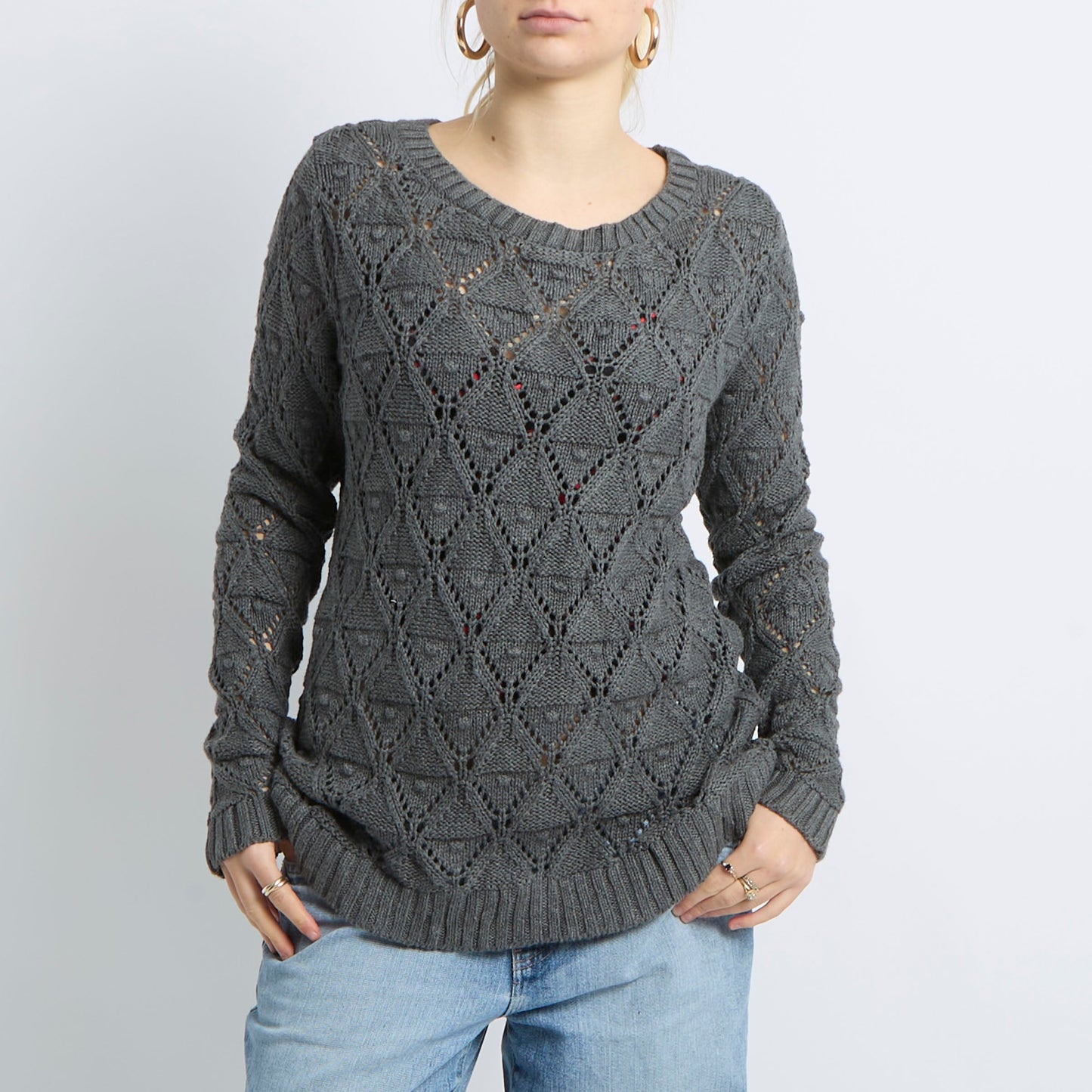 Textured Scoop Neck Sweatshirt - UK 16