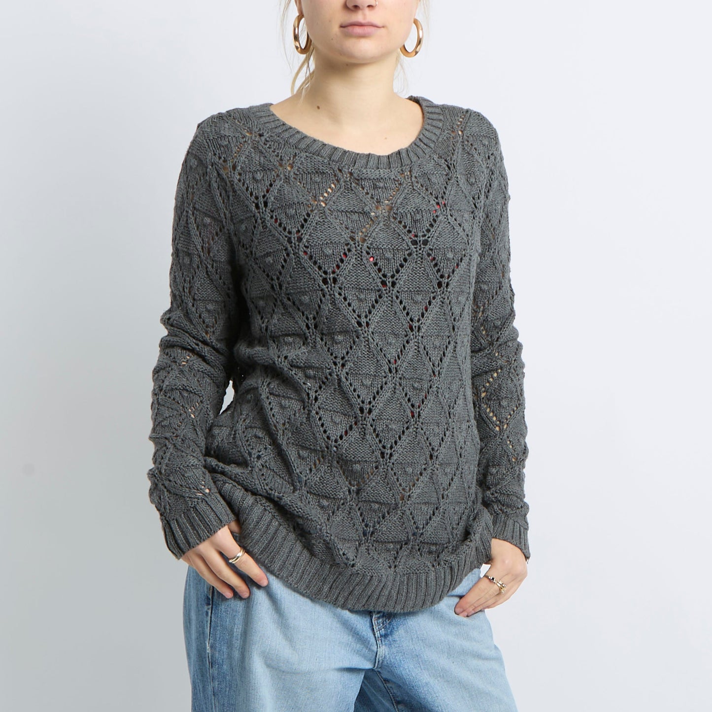 Textured Scoop Neck Sweatshirt - UK 16