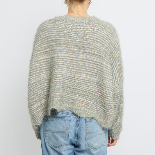 Heavy Knit V-Neck Sweater - UK 16