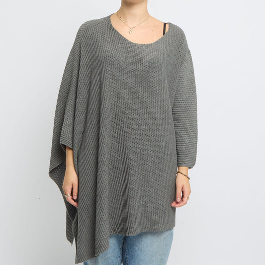 Poncho Style Crochet Knit Long Jumper- UK 16