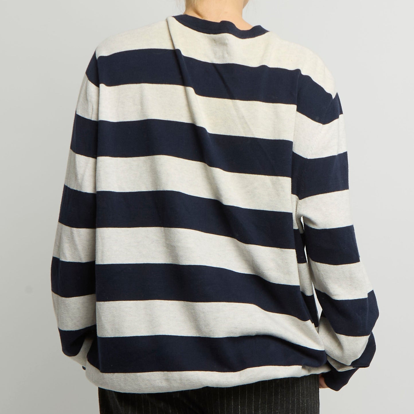 Stripe Round Neck Fine Knit Jumper - UK 16