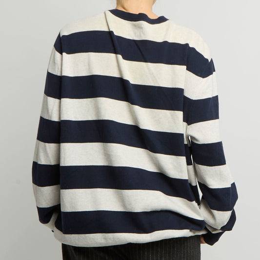 Stripe Round Neck Fine Knit Jumper - UK 16