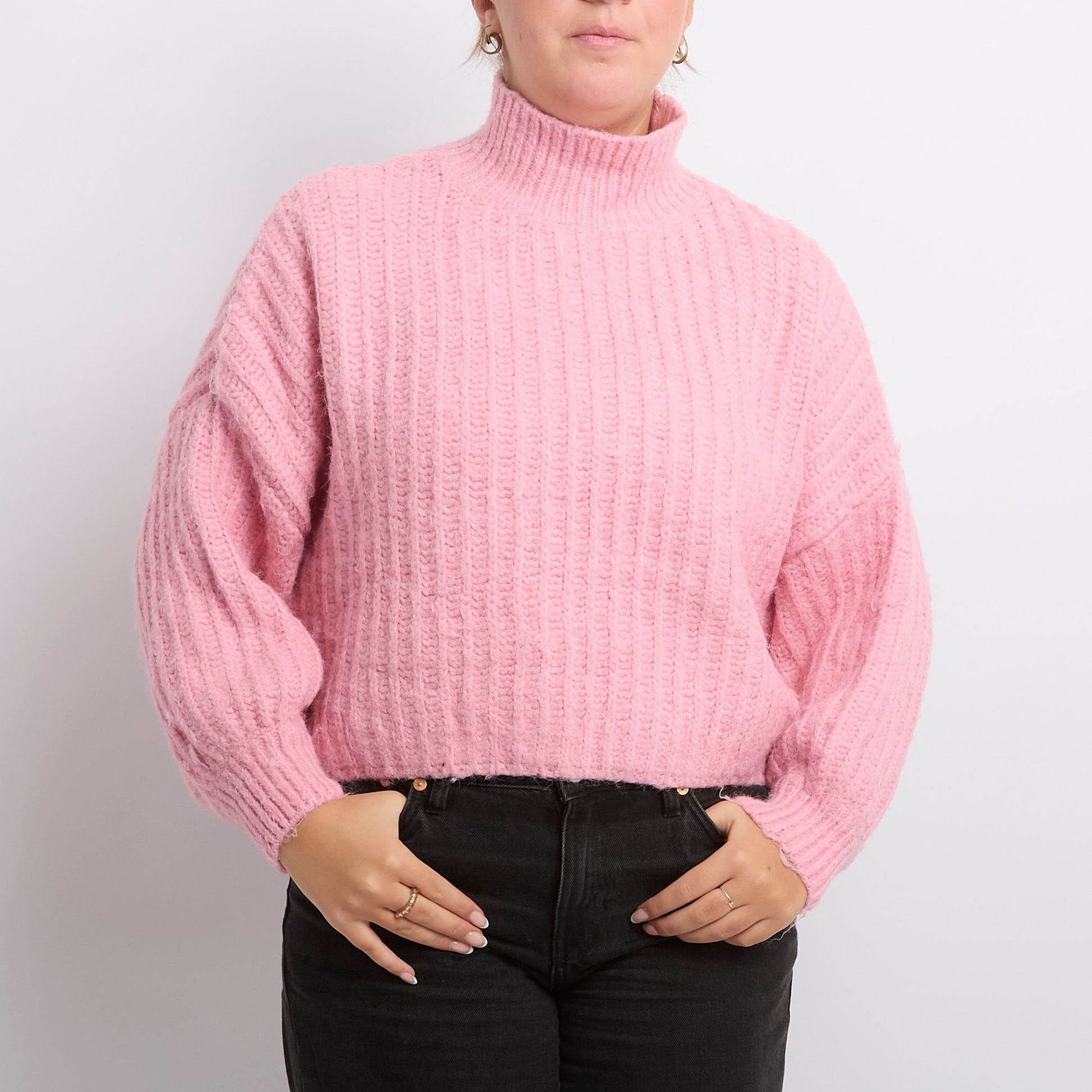 Heavy Knit Fluffy Turtleneck Sweater - UK 16