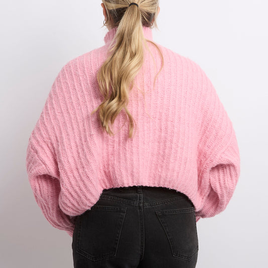 Heavy Knit Fluffy Turtleneck Sweater - UK 16