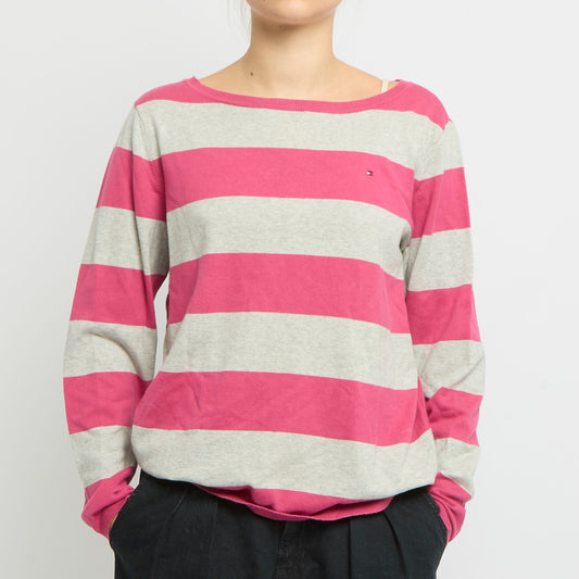 Tommy Hilfiger Wide Neck Stripe Knitted Sweatshirt-UK 16