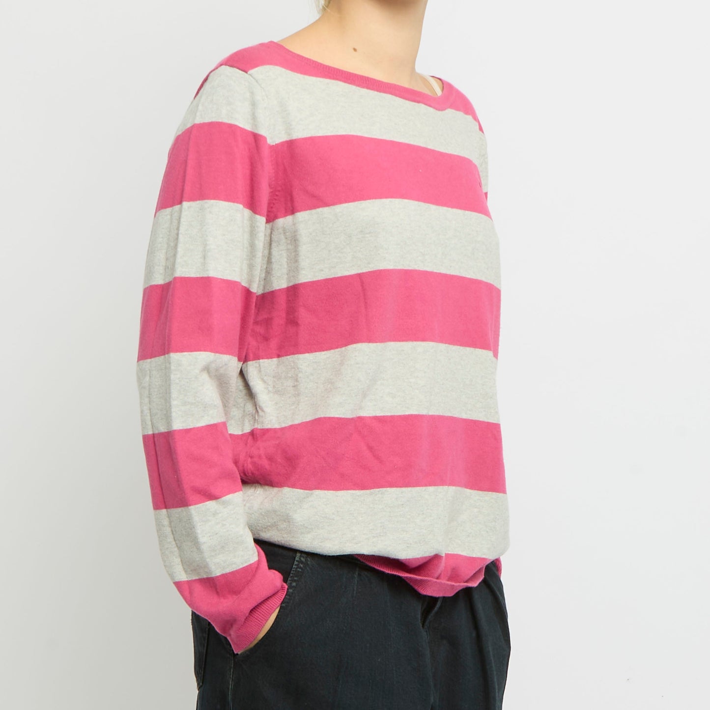 Tommy Hilfiger Wide Neck Stripe Knitted Sweatshirt-UK 16