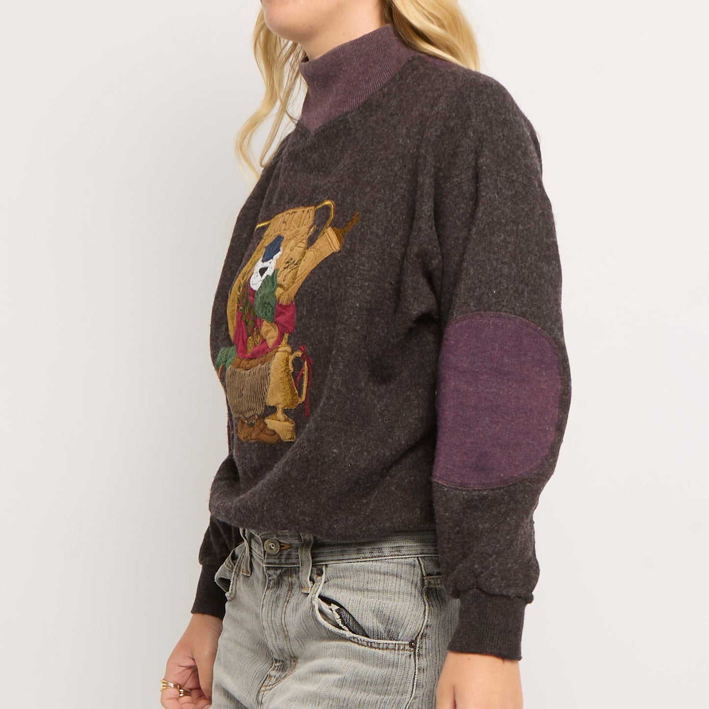 Embroidery  Turtleneck Knitted Sweater - UK 16