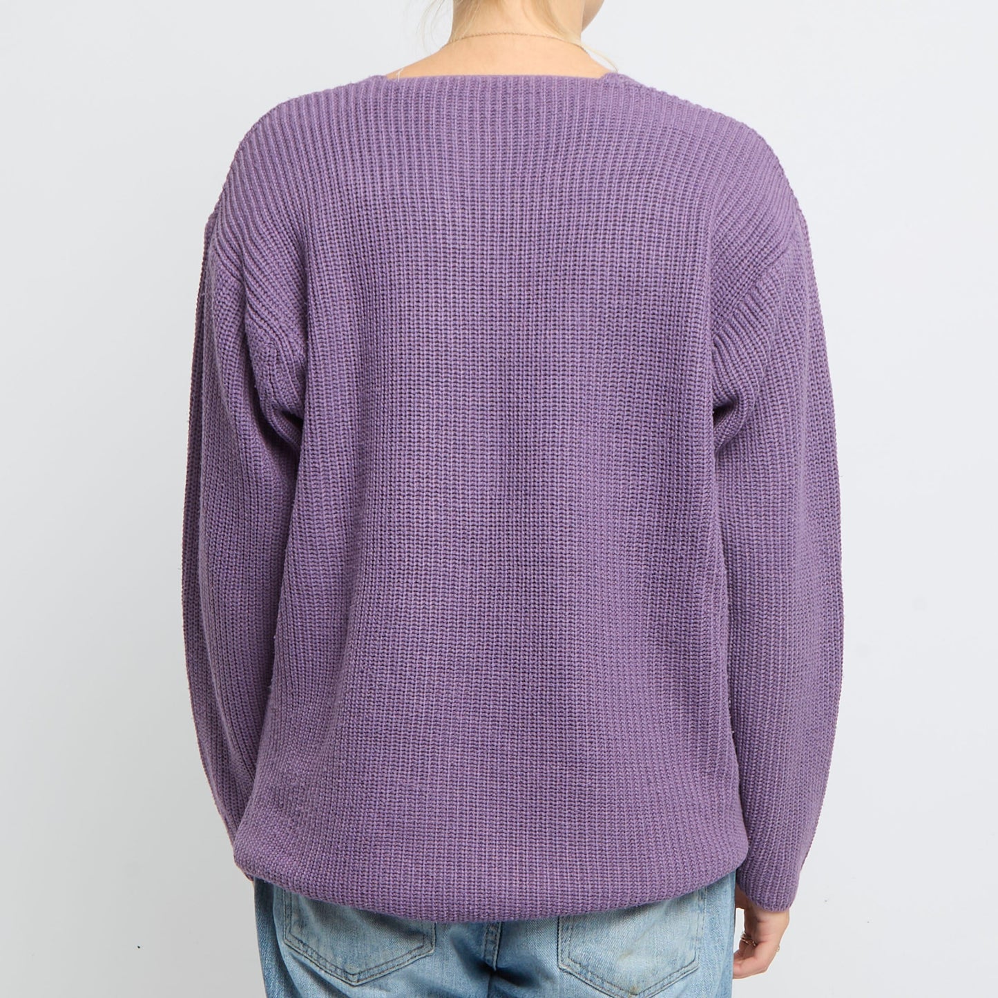 V-Neck Cable Design Oversized Knitted Jumper- UK 16