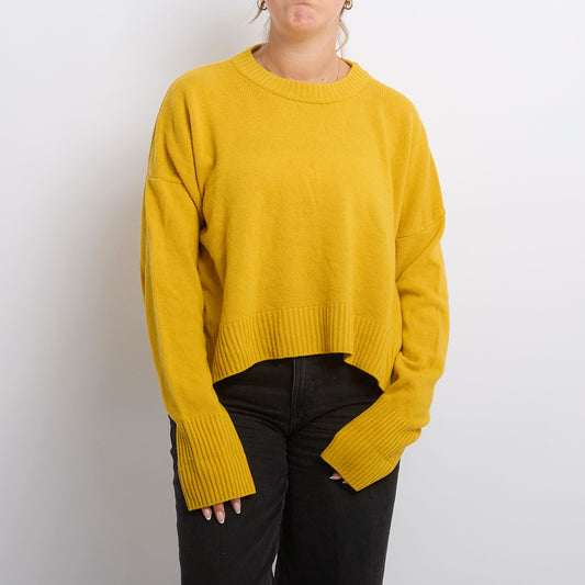 Ribbed Detail Crewneck Knitted Sweater - UK 16