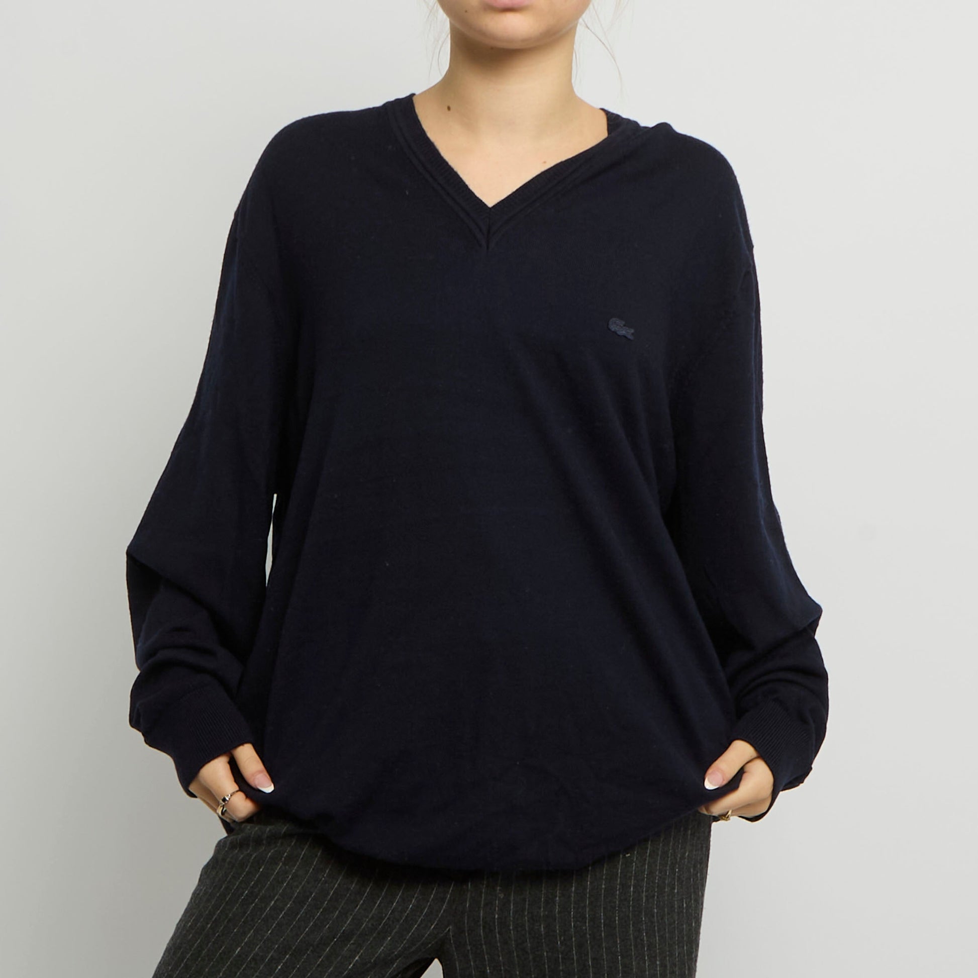 Lacoste V-Neck Knitted Jumper - UK 18