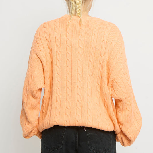 Stefanel Cable Knit Crewneck Sweater - UK 18