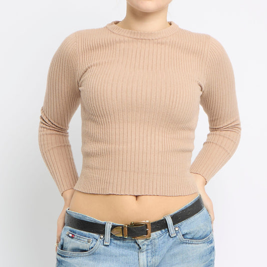 Ribbed Fitted Knitted Top - UK 6