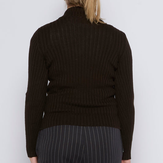 Full Zip Ribbed Sweater - UK 6