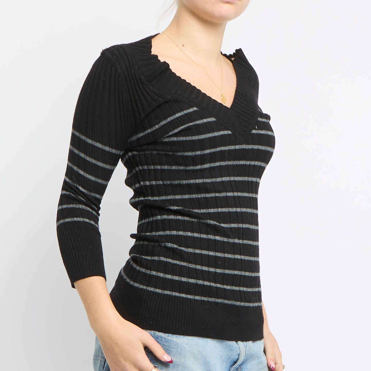 V-Neck Knitted Top - UK 8