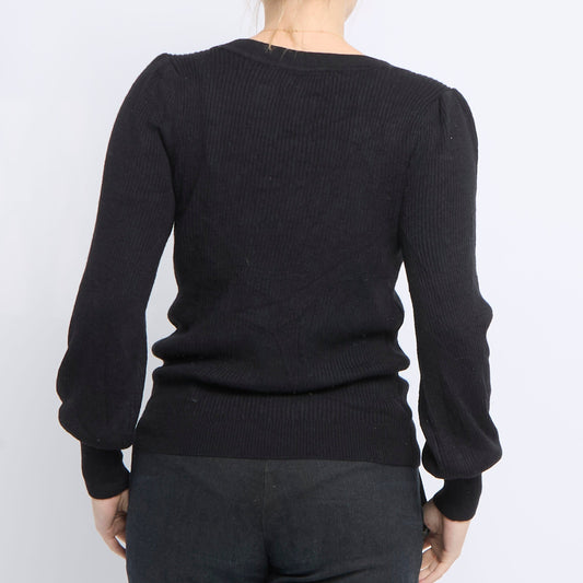 Roundneck Ribbed Knitted Sweater - UK 6