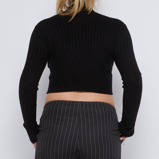 Ribbed Turtleneck Cropped Top - UK 6