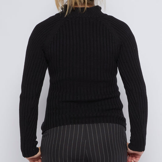 Ribbed Zip-Up Sweater - UK 6