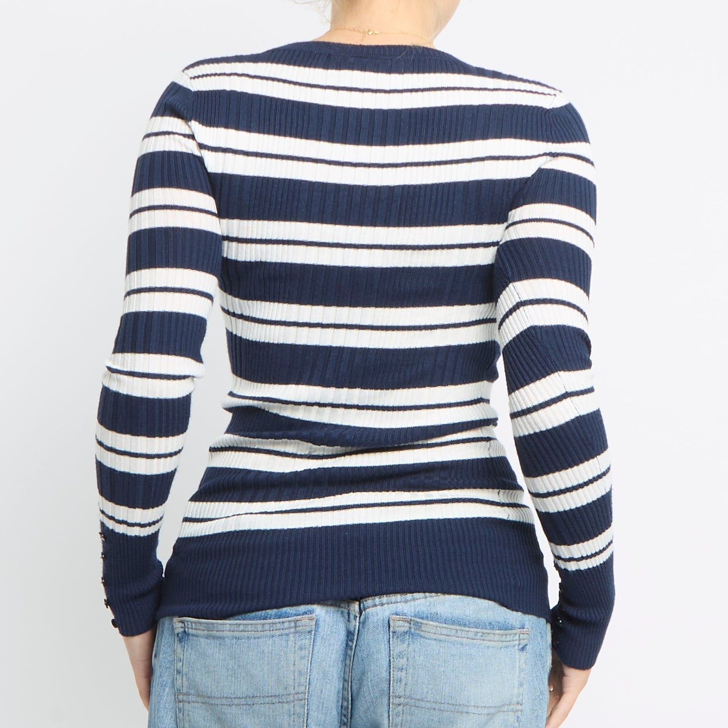 Striped Ribbed Knitted Top - UK 6