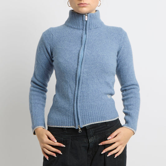 Wool Knitted Turtleneck Zip Jumper - UK 6