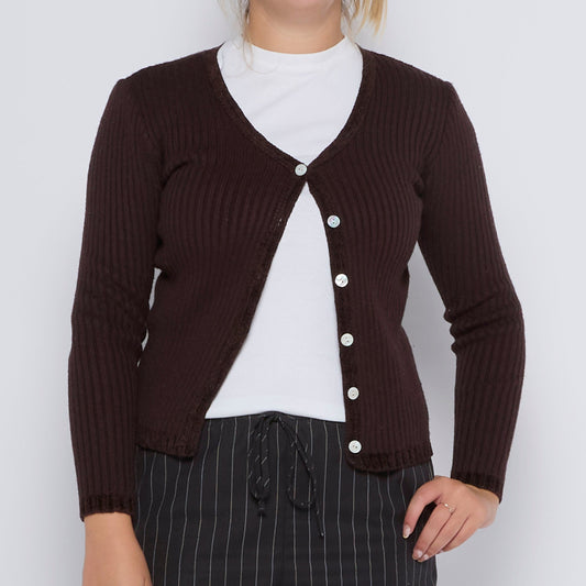 Ribbed Button-Up Cardigan UK 6