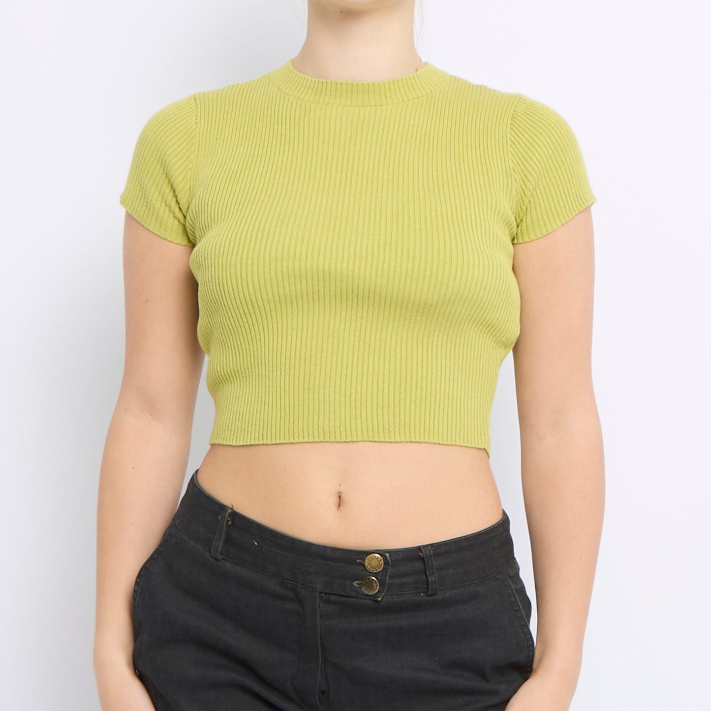 Ribbed Shortsleeve Knitted Top - UK 6