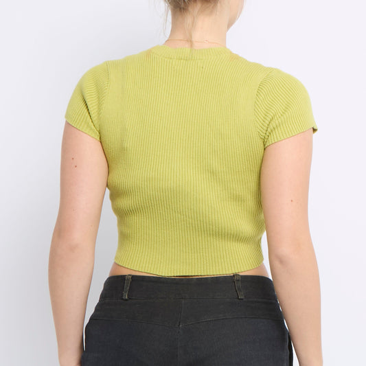 Ribbed Shortsleeve Knitted Top - UK 6