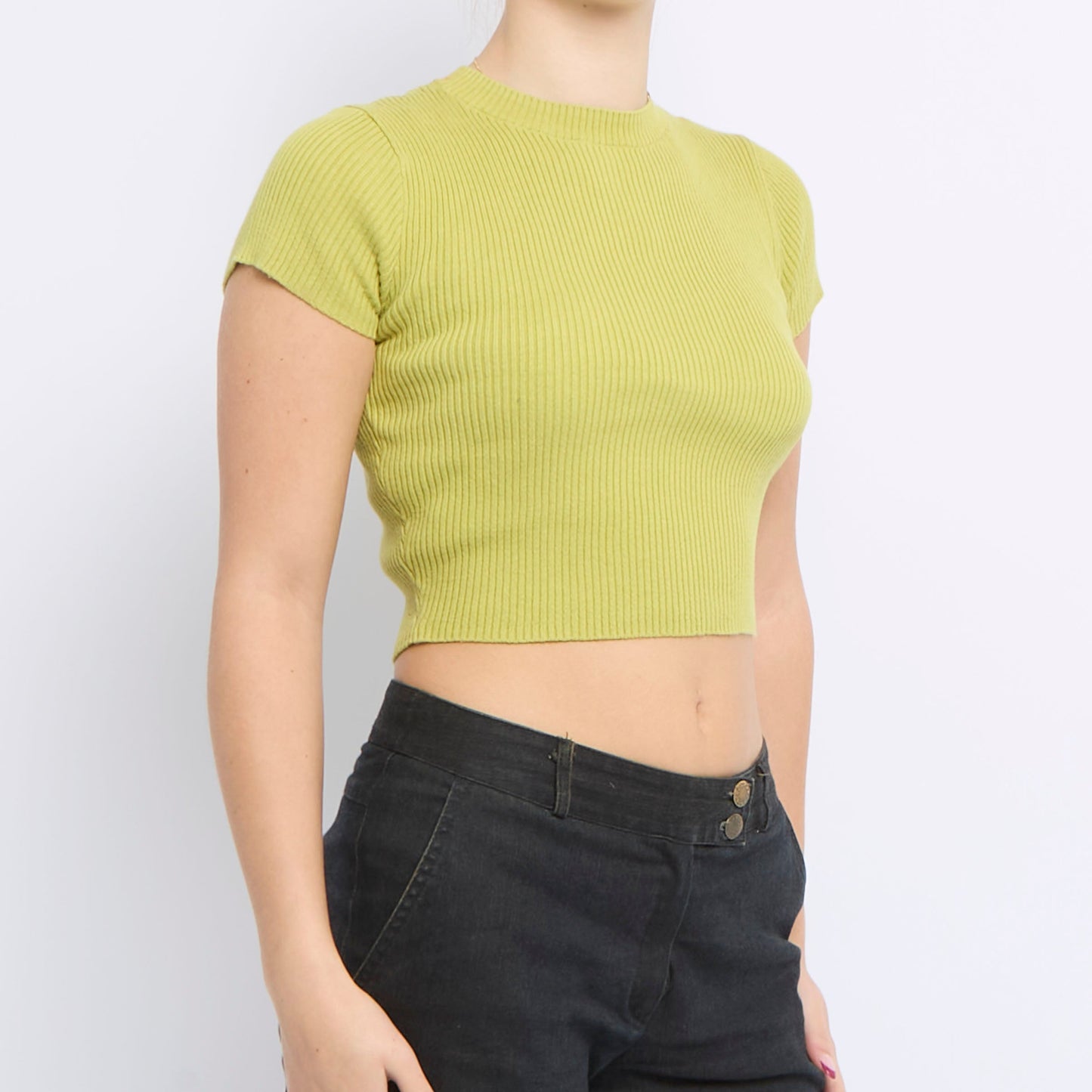 Ribbed Shortsleeve Knitted Top - UK 6