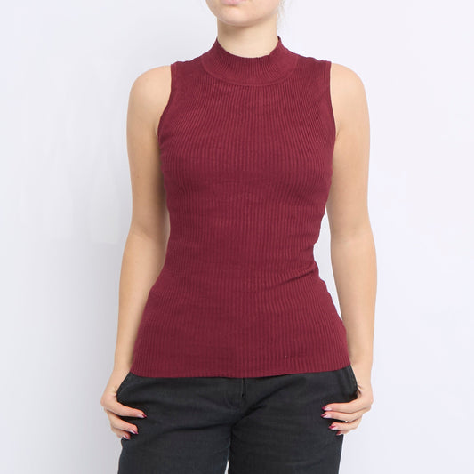 Shortsleeve Ribbed Knitted Sweater - UK 6