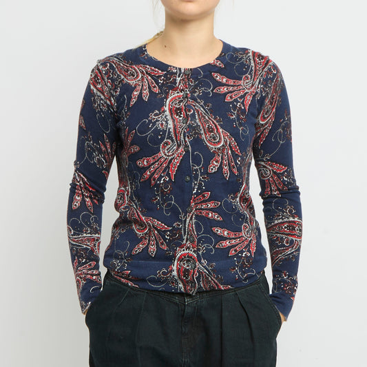 Tommy Hilfiger Paisley Print Knitted Cardigan -UK  6