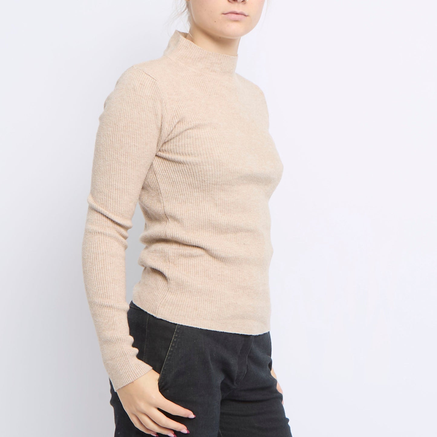 Ribbed Turtleneck Sweater - UK 8