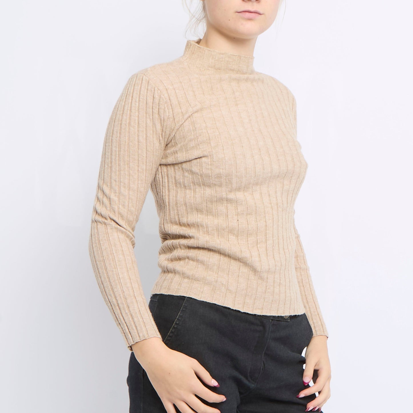 Ribbed Turtleneck Sweater - UK 8