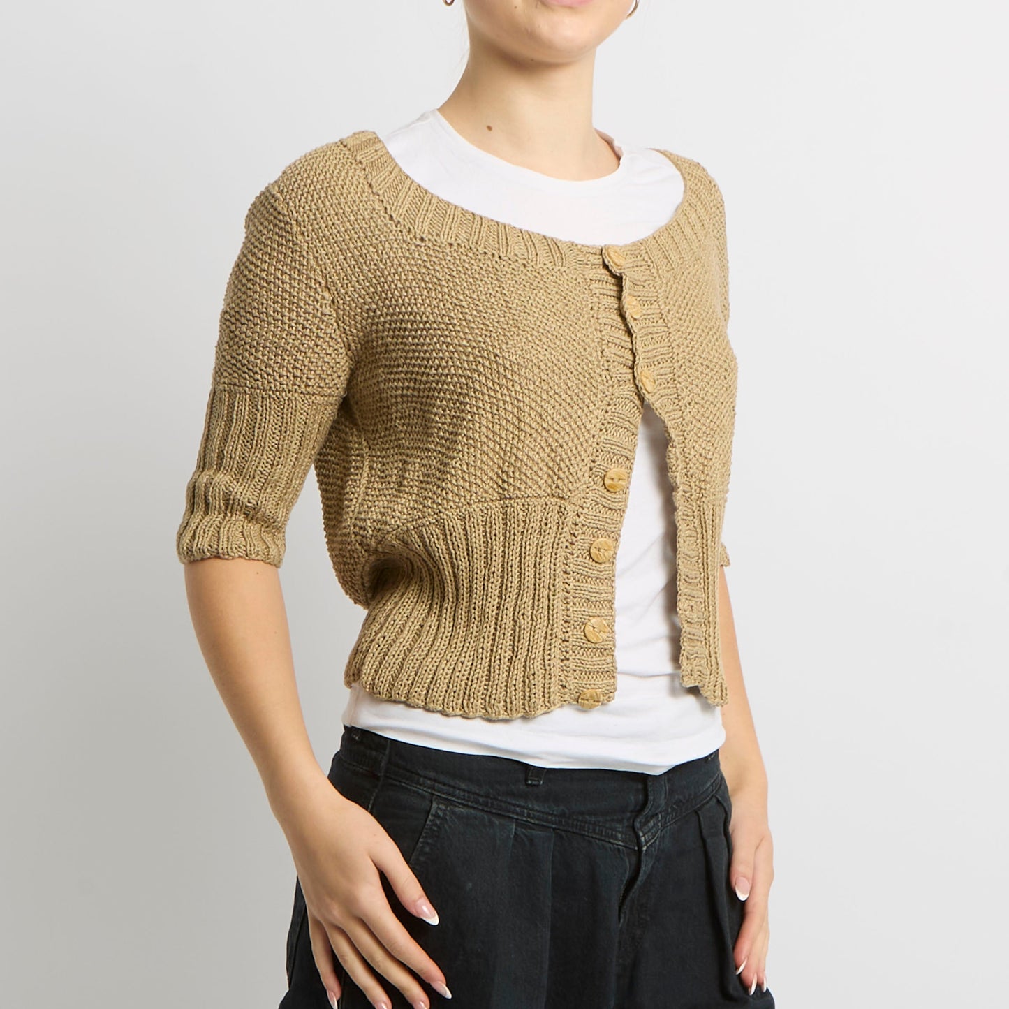 Crochet Short Sleeve Cardigan - UK 8