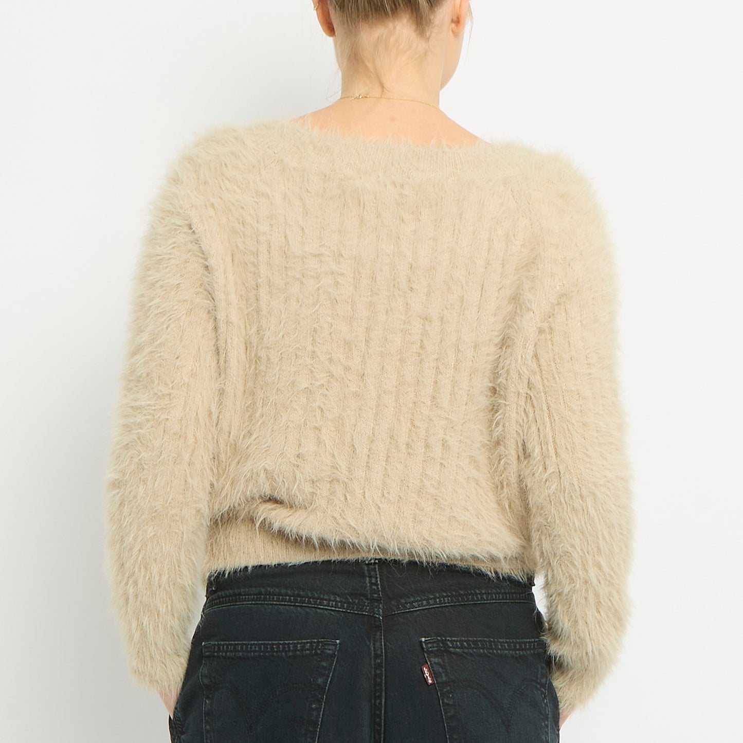 Fluffy Knit Round Neck Sweatshirt- UK 8