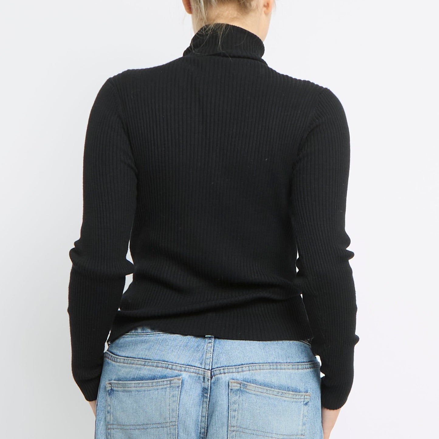 Ribbed Turtle Neck Knitted Top - UK 8