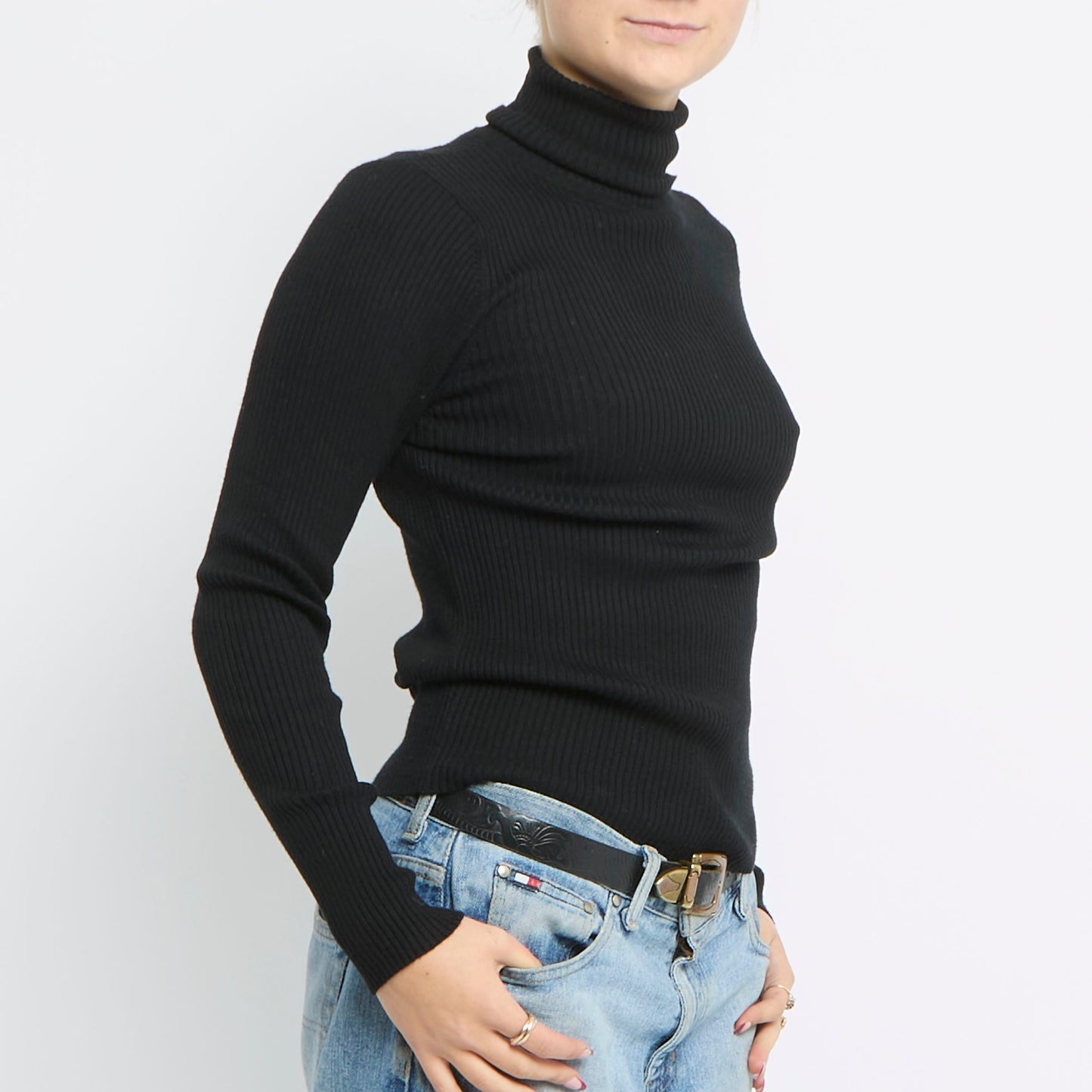 Ribbed Turtle Neck Knitted Top - UK 8